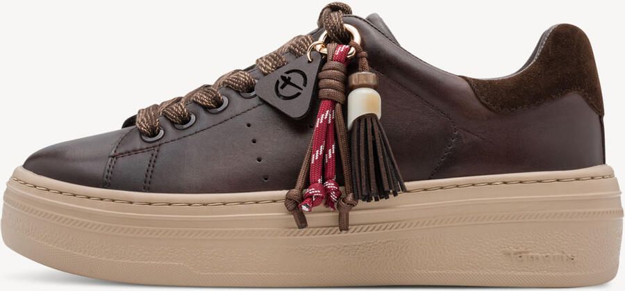 Tamaris dames leren sneaker 1-23775-47-304 dames veterschoen bruin - Foto 2