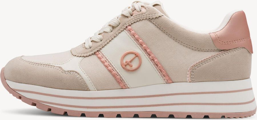 Tamaris Sneakers laag lichtbeige donkerbeige oudroze eierschaal - Foto 4