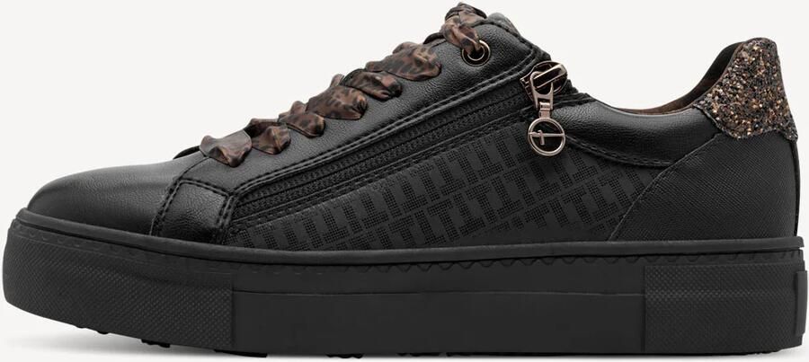 Tamaris lage toptrainers 1-23313-41-090 damesschoenen vegan zwart luipaardprint - Foto 2