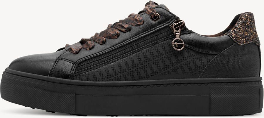 Tamaris lage toptrainers 1-23313-41-090 damesschoenen vegan zwart luipaardprint - Foto 3