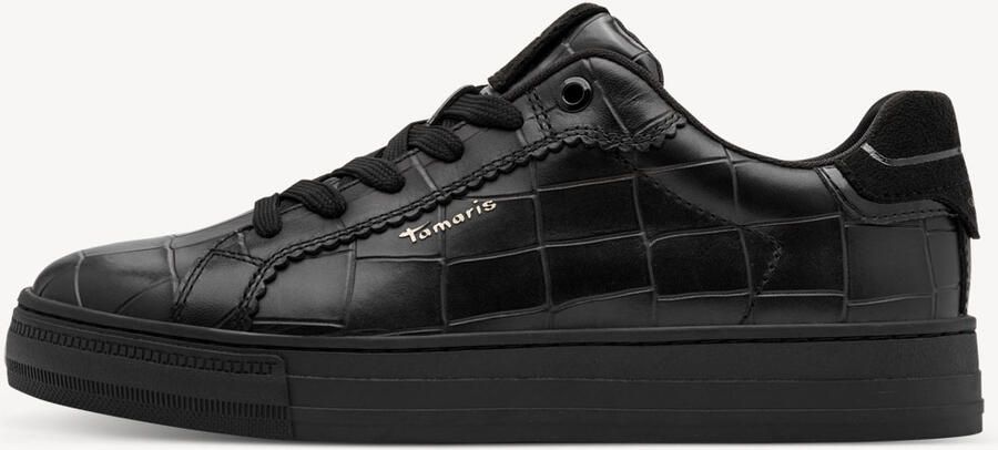 Tamaris dames leren sneaker 1-23730-47-028 dames veterschoen Black Croco - Foto 3