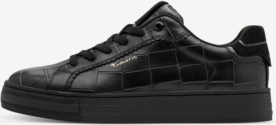 Tamaris dames leren sneaker 1-23730-47-028 dames veterschoen Black Croco - Foto 2