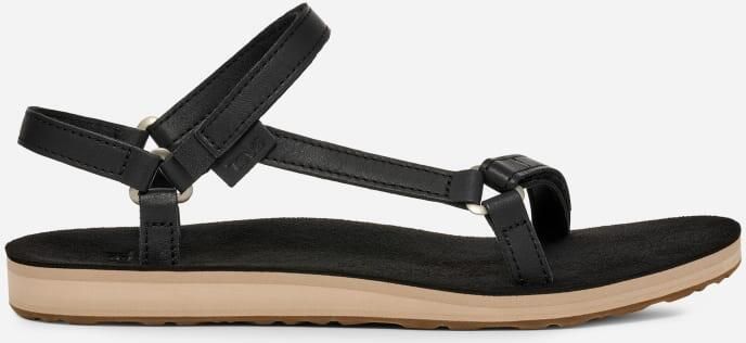 Teva Original Universal Slim van leer Sandalen in Black Tan voor Dames