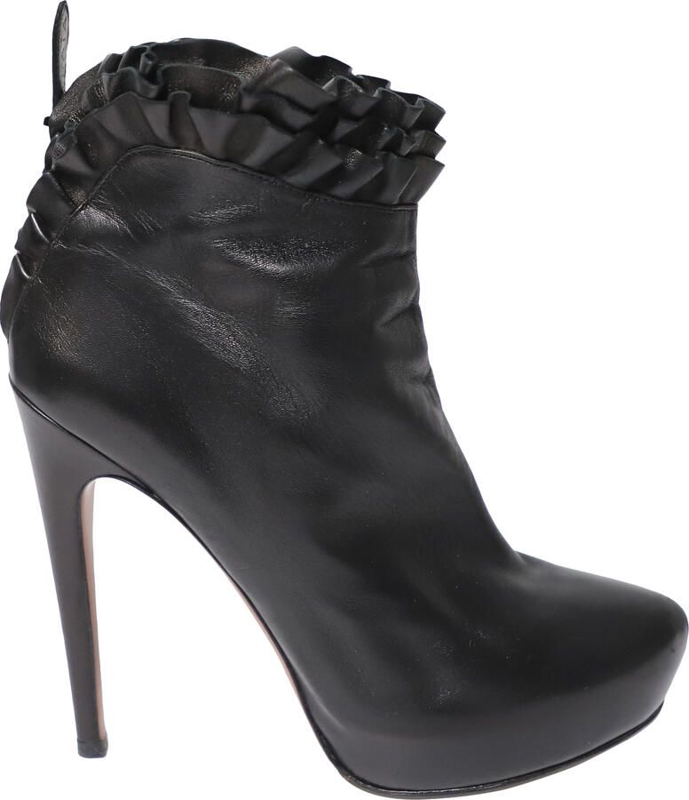 Alaia Pre-owned Alaia Rimpel Enkelboots in Zwart Leer