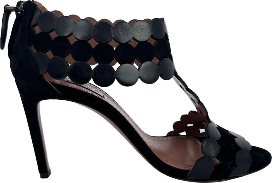 Alaia Pre-owned Alaïa sandalen met geschulpte T-band en hakken in zwart suède