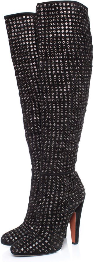 Alaia Pre-owned Alaia Zwarte suède overknee laarzen
