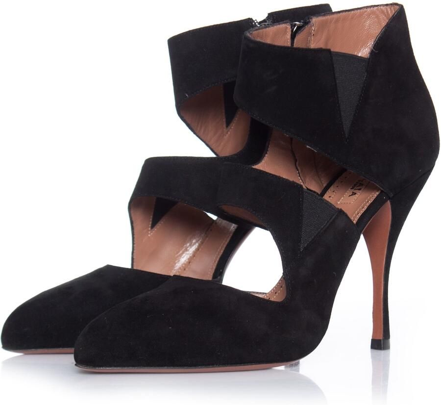 Alaia Pre-owned Azzedine Alaia Zwarte suède enkellaarsjes met krullen.