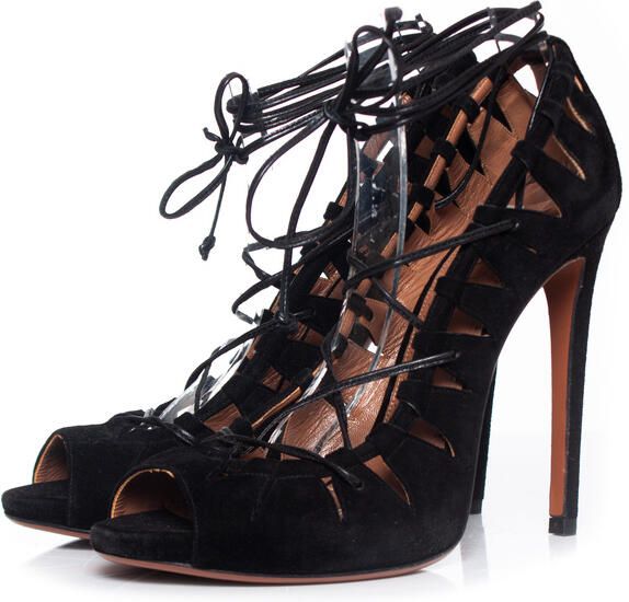 Alaia Pre-owned Azzedine Alaia Zwarte veterpumps met peeptoe