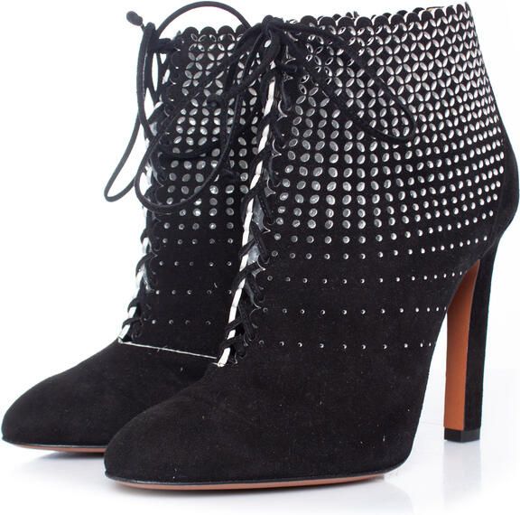 Alaia Pre-owned Zwarte suède lasergeperforeerde veterschoenen