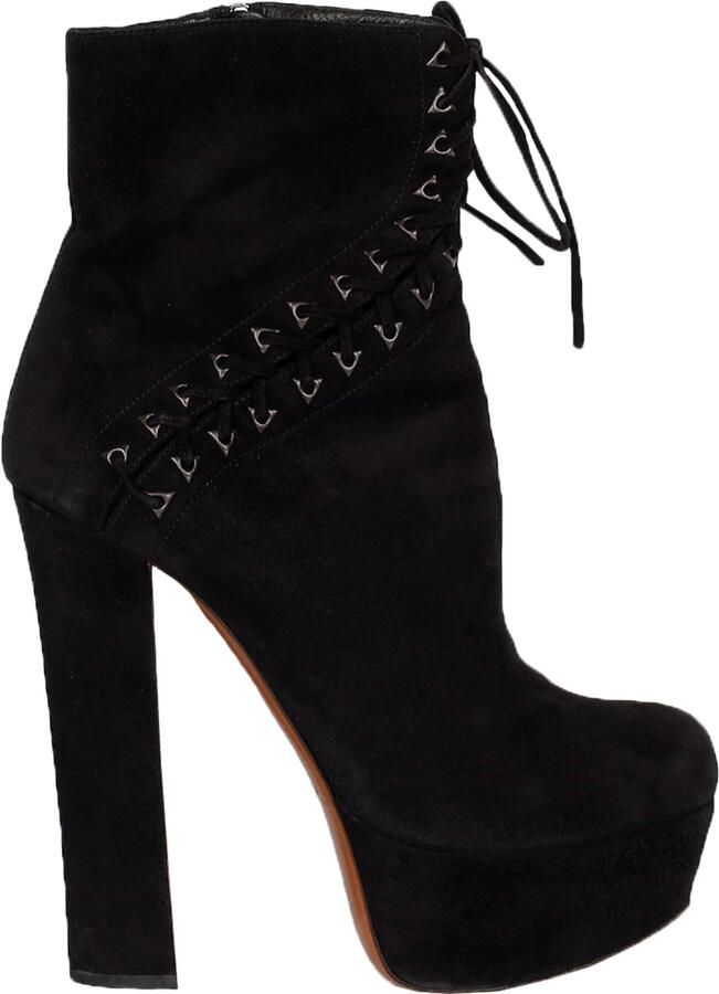 Alaia Pre-owned Zwarte Suède Veterschoenen Corset Booties '20s