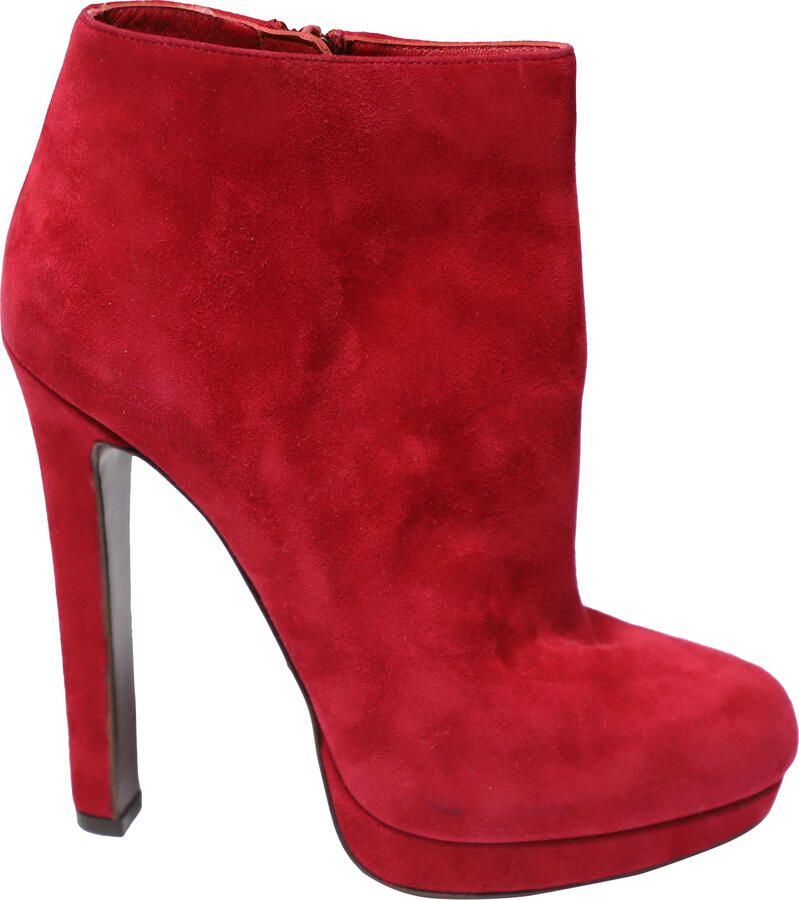 Alexander McQueen Pre-owned Alexander McQueen Enkellaarsjes in Rode Suède