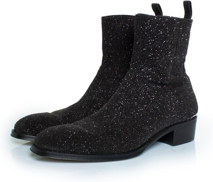 Alexander McQueen Pre-owned Alexander McQueen Glitter enkellaarsjes in zwart