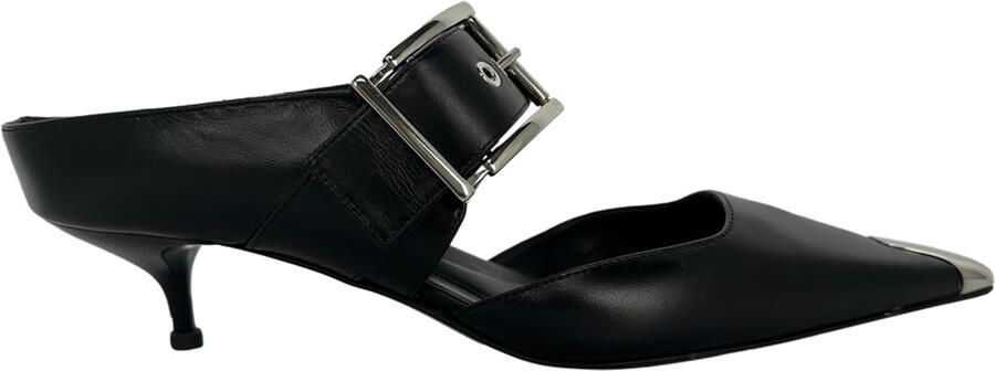Alexander McQueen Pre-owned Alexander McQueen Punk Buckle Mules in zwart leer