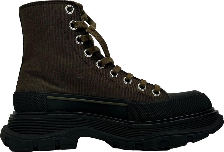Alexander McQueen Pre-owned Alexander McQueen Tread Slick Hoge Sneakers in Khaki Canvas