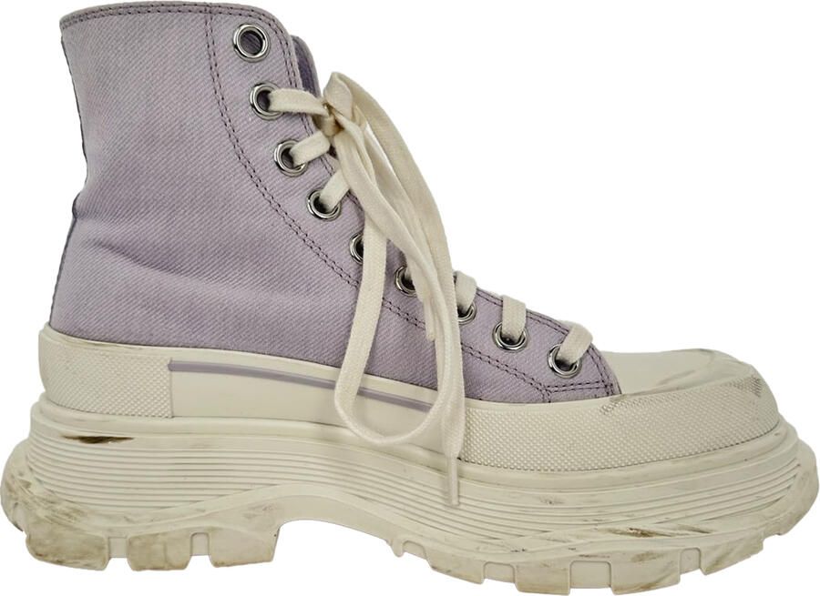 Alexander McQueen Pre-owned Alexander McQueen Tread Slick hoge sneakers in paars katoen