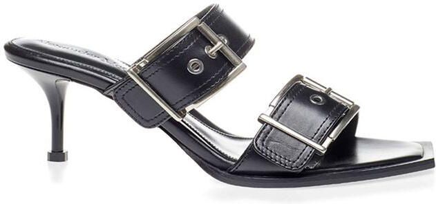 Alexander mcqueen Zwarte Leren Stiletto Hakken Sandalen
