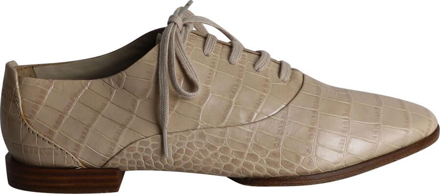Alexander Wang Pre-owned Alexander Wang Ingrid Croc-Embossed Oxfords in Beige Kalfsleer