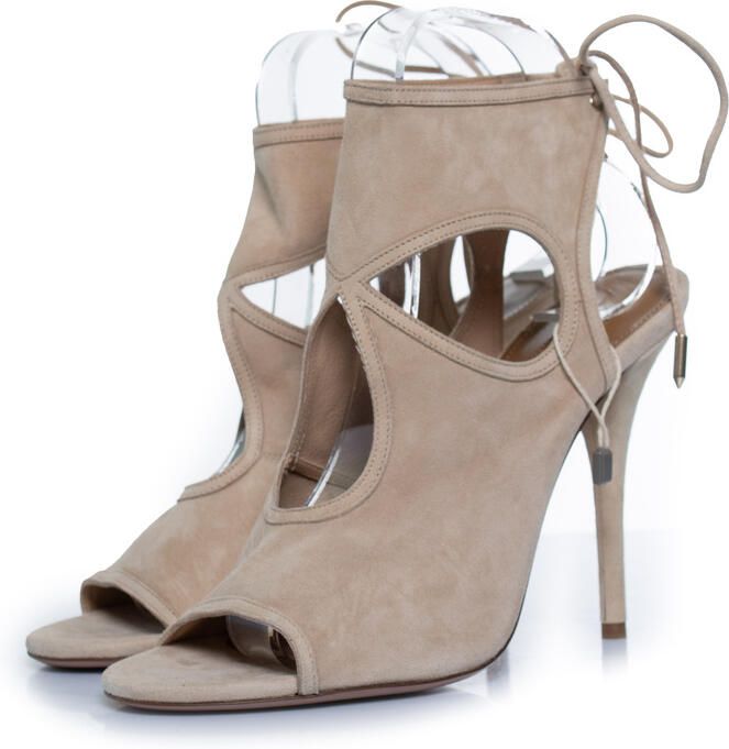 Aquazurra Pre-owned Aquazzura beige sexy suède sandalen met uitsparingen