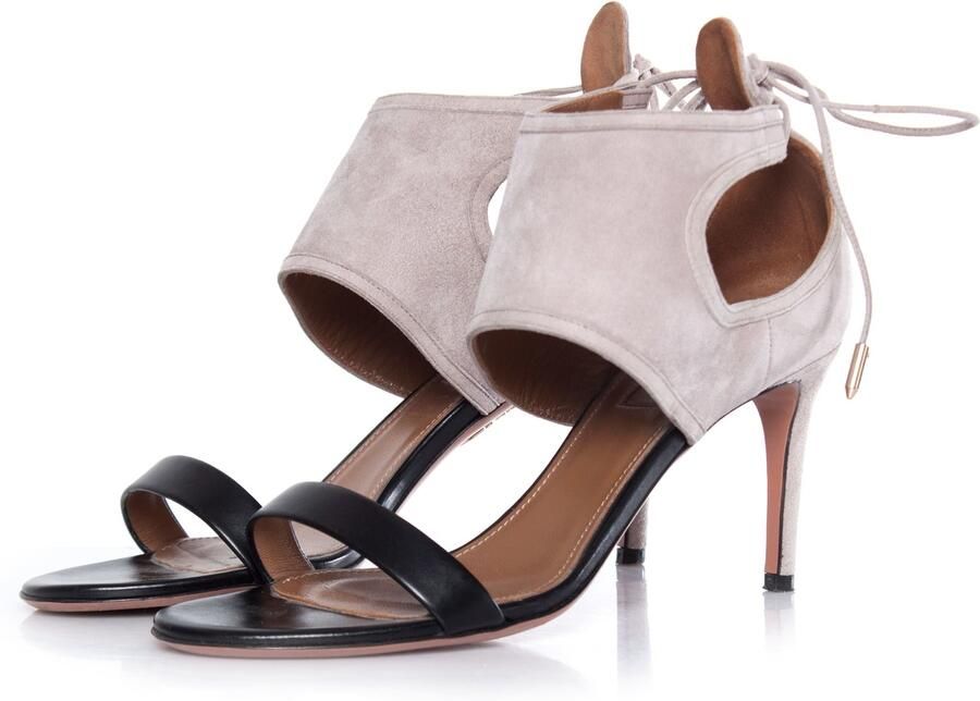 Aquazurra Pre-owned Aquazzura Beige suède en zwarte leren sandaal