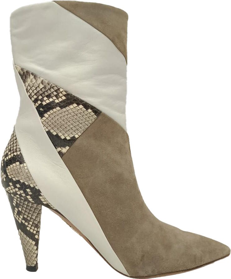 Aquazurra Pre-owned Aquazzura Calder enkellaarsjes met slangenprint in veelkleurig suède