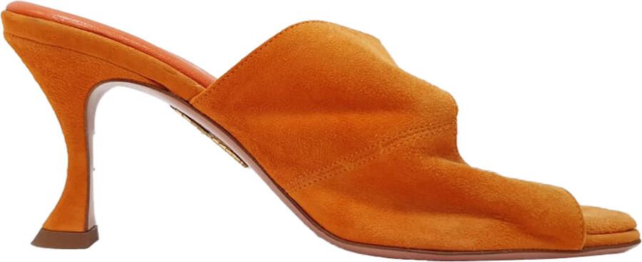 Aquazurra Pre-owned Aquazzura Cutout Mules in oranje suède