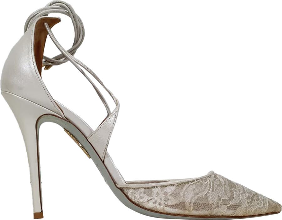 Aquazurra Pre-owned Aquazzura Matilde Kant Bruids Pomp in Witte Polyester