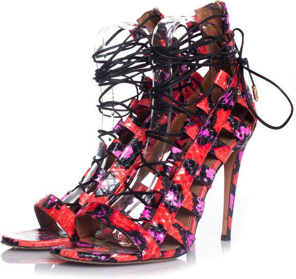 Aquazurra Pre-owned Aquazzura Multicolor Elaphe uitgesneden wikkelsandalen