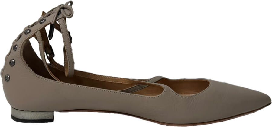 Aquazurra Pre-owned Aquazzura Puntige Ballerina's in Grijs Leer