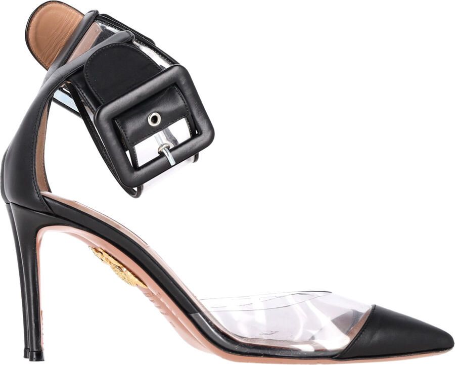 Aquazurra Pre-owned Aquazzura PVC Enkelband Sandalen in Zwart Leer