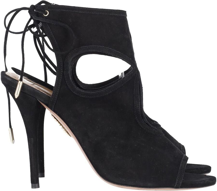 Aquazurra Pre-owned Aquazzura Sexy Thing 105 Cut-out Sandalen in Zwart Suède