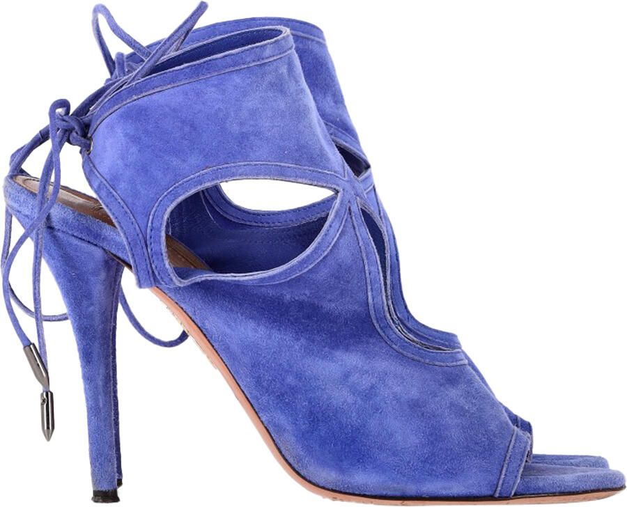 Aquazurra Pre-owned Aquazzura Sexy Thing Cutout Sandalenhakken in Blauw Suède