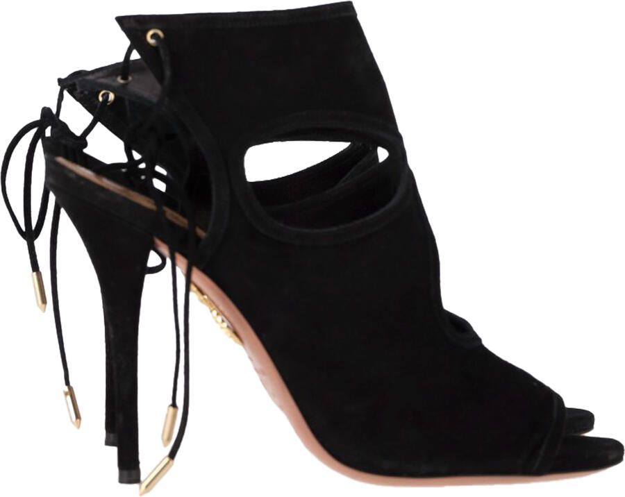 Aquazurra Pre-owned Aquazzura Sexy Thing Cutout Sandalenhakken in Zwart Suède