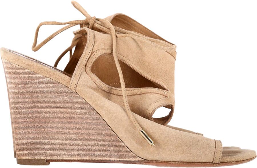 Aquazurra Pre-owned Aquazzura Sexy Thing Wedge in Beige Suède