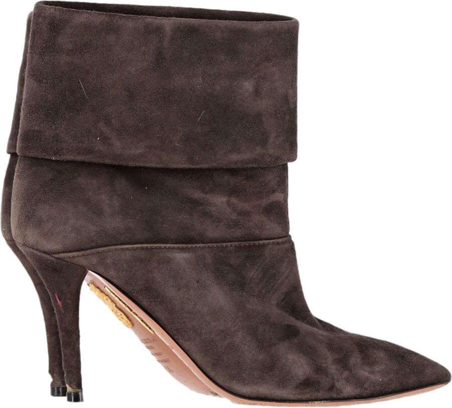 Aquazurra Pre-owned Aquazzura Vouw Enkellaarsjes met Hak in Bruin Suède
