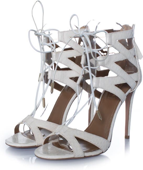 Aquazurra Pre-owned Aquazzura witte leren python sandalen