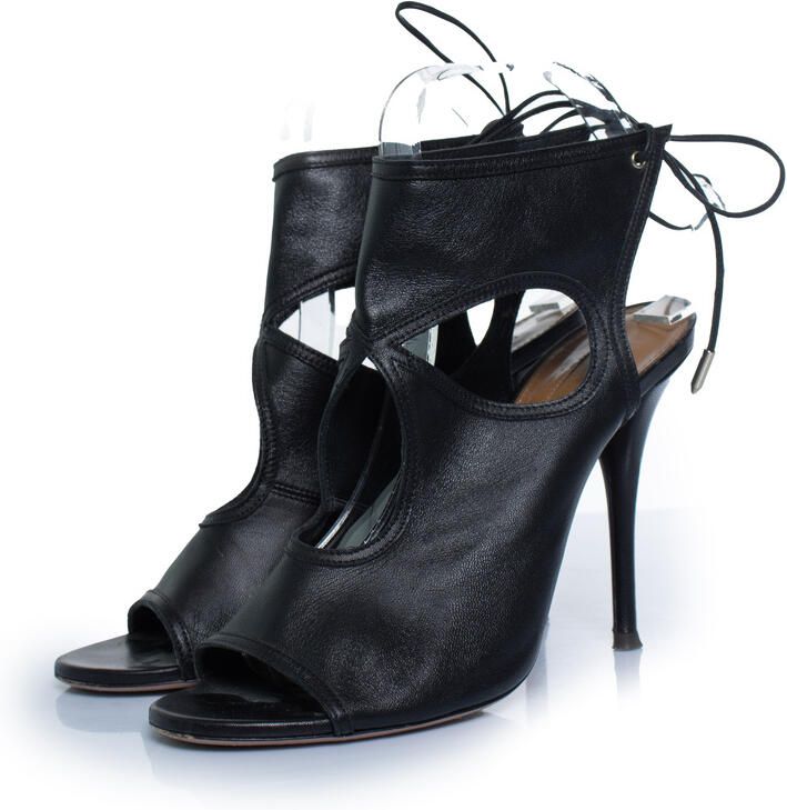 Aquazurra Pre-owned Aquazzura zwarte sexy leren sandalen met uitsparingen