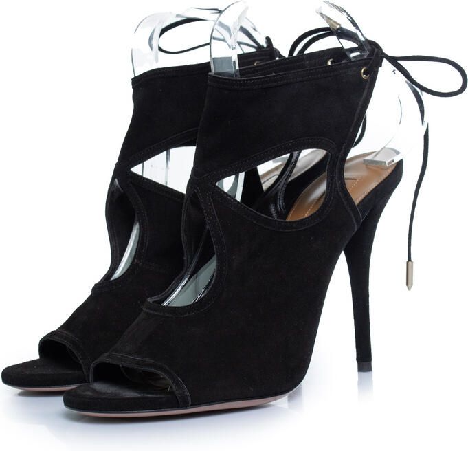 Aquazurra Pre-owned Aquazzura zwarte sexy suède sandalen met uitsparingen