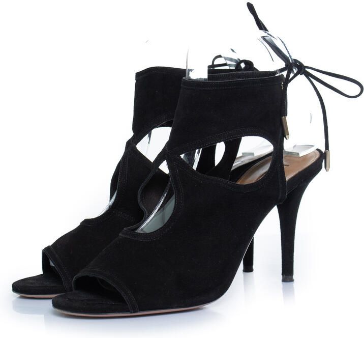 Aquazurra Pre-owned Aquazzura zwarte sexy suède sandalen met uitsparingen