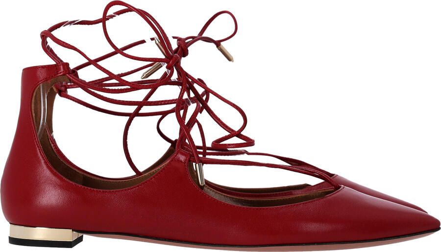 Aquazzura Christhy Laarzen met Veters in Rode Leer