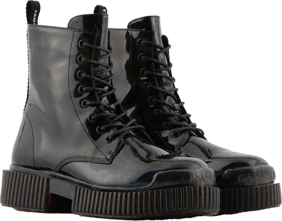 Armani Exchange Dames Flatform Combat Boots (Zwart)
