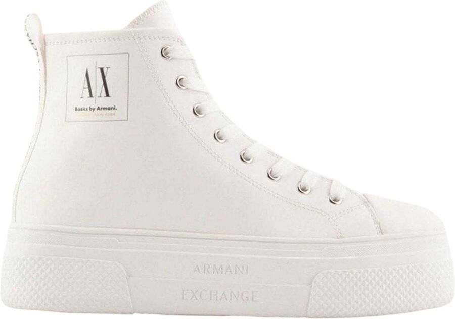 Armani Exchange Dames Leren High Top Trainers (Gebroken wit)