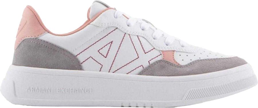 Armani Exchange Dames Leren Platform Trainers (Wit Roze)