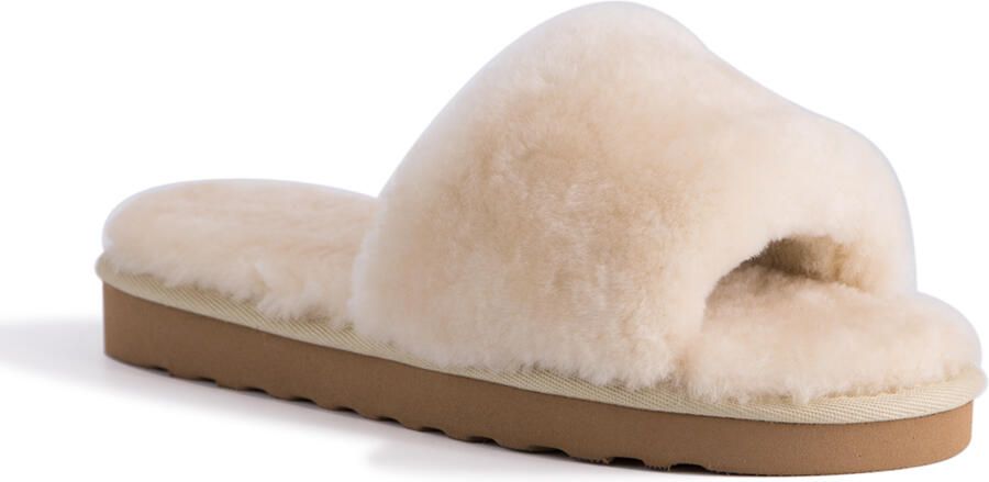 Aus Wooli Australia Womens Schapenvacht Fluff Slide Slippers Cream