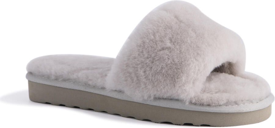 Aus Wooli Australia Womens Schapenvacht Fluff Slide Slippers Grijs