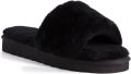 Aus Wooli Australia Womens Schapenvacht Fluff Slippers Zwart - Zwart