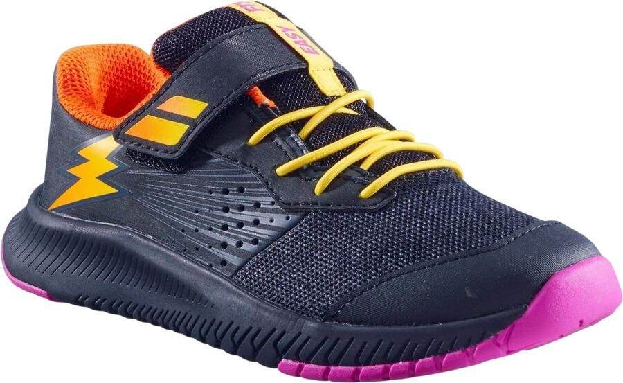 Babolat Kinder Kinder Lightning Bolt Leren Klittenband Tennisschoenen (Zwart)