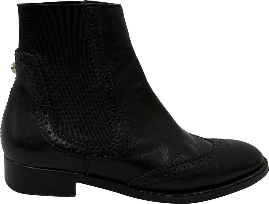 Balenciaga Pre-owned Balenciaga Geperforeerde Wingtip Chelsea Boots in Zwart Leer