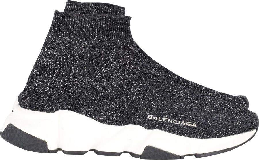 Balenciaga Pre-owned Balenciaga Glanzende Speed Sneakers in Zwart en Zilver Polyester