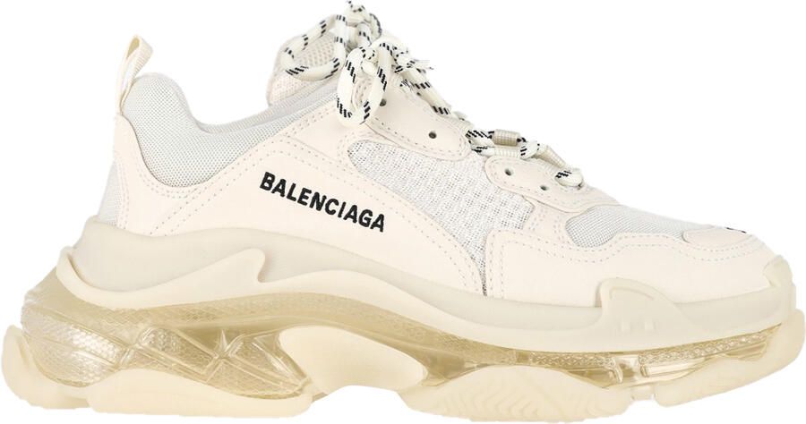 Balenciaga Pre-owned Balenciaga Triple S Helderzolen Sneakers in Crème Polyester