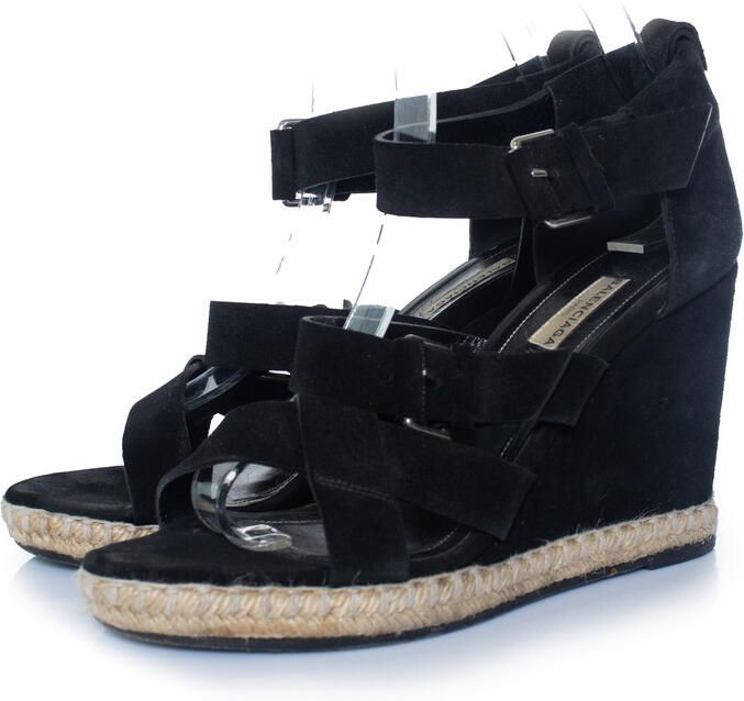 Balenciaga Pre-owned Balenciaga zwarte suède sandaal met sleehak